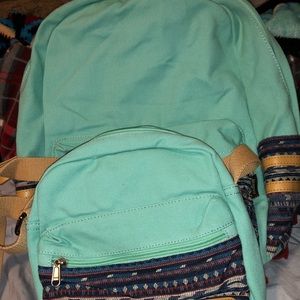 canvas backpack+matching pouch set